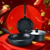 Black spot cookware set, 304 stainless steel pot set of five pieces, including wok, soup pot and frying pan Specification image
